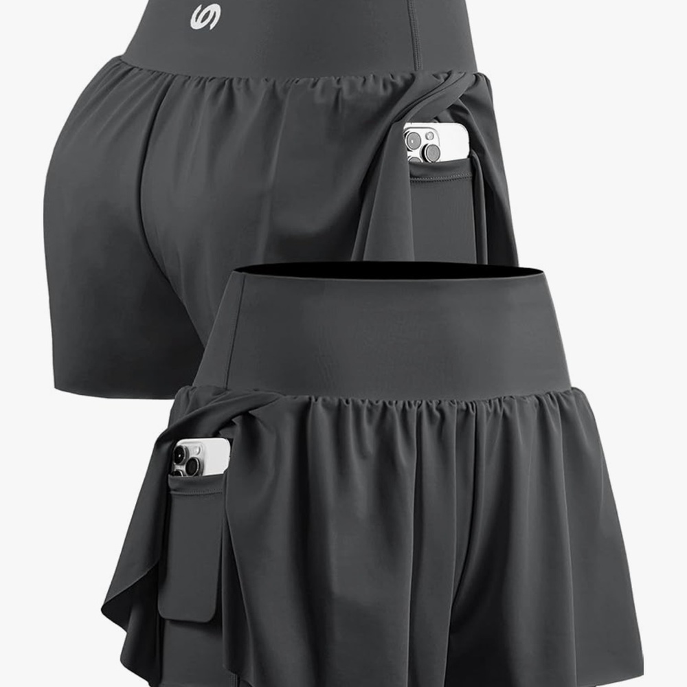 Women's Black Athletic Shorts with Phone Pocket